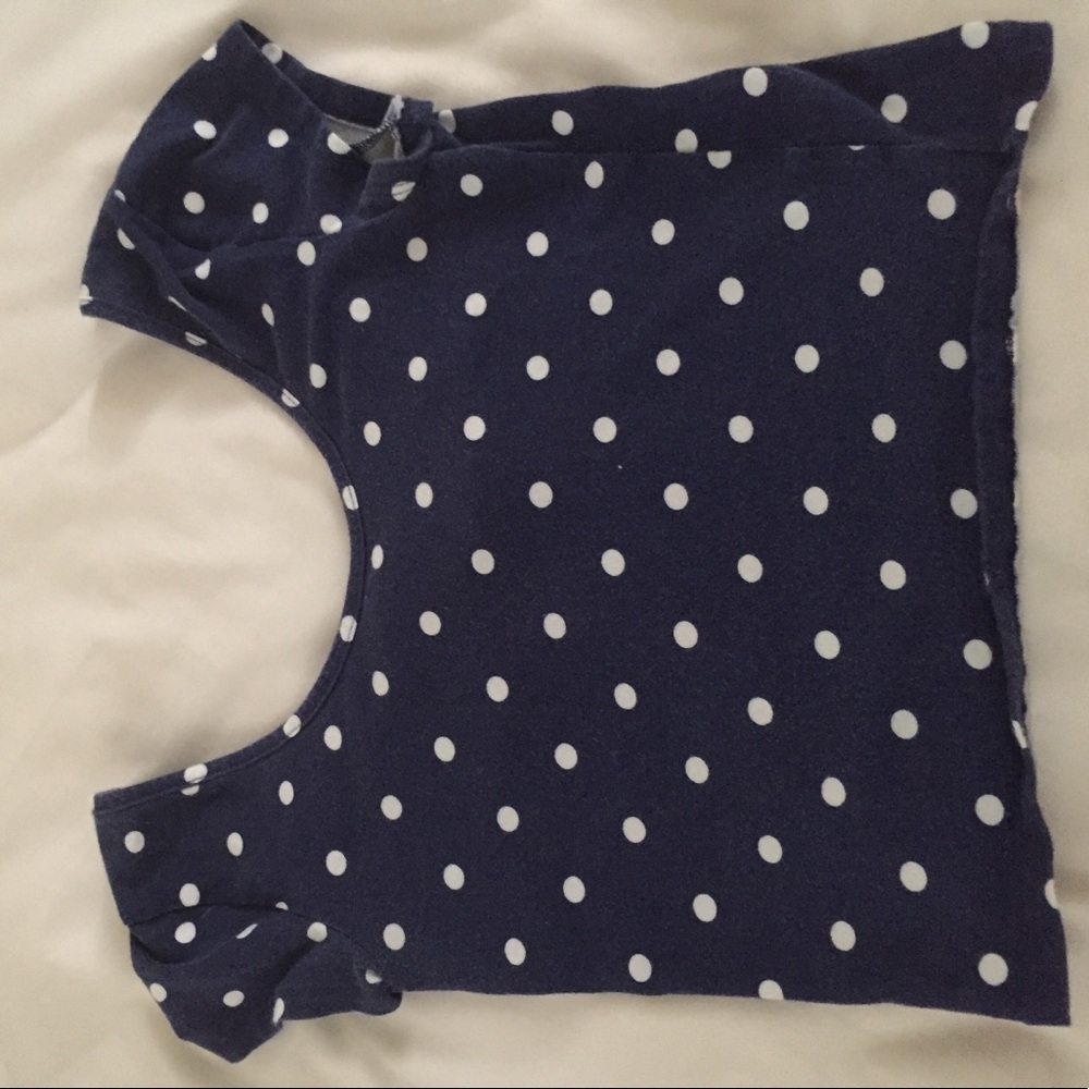Navy Blue Poka Dot Crop Top