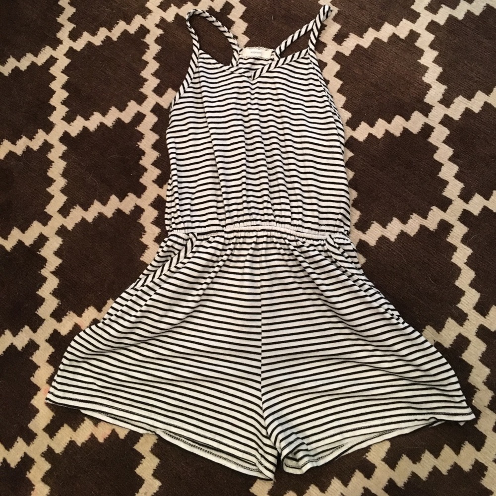 Girls black striped romper