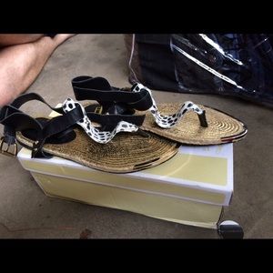 Gold and Leopard print sandals