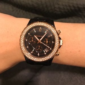 Michael Kors black and rose gold watch