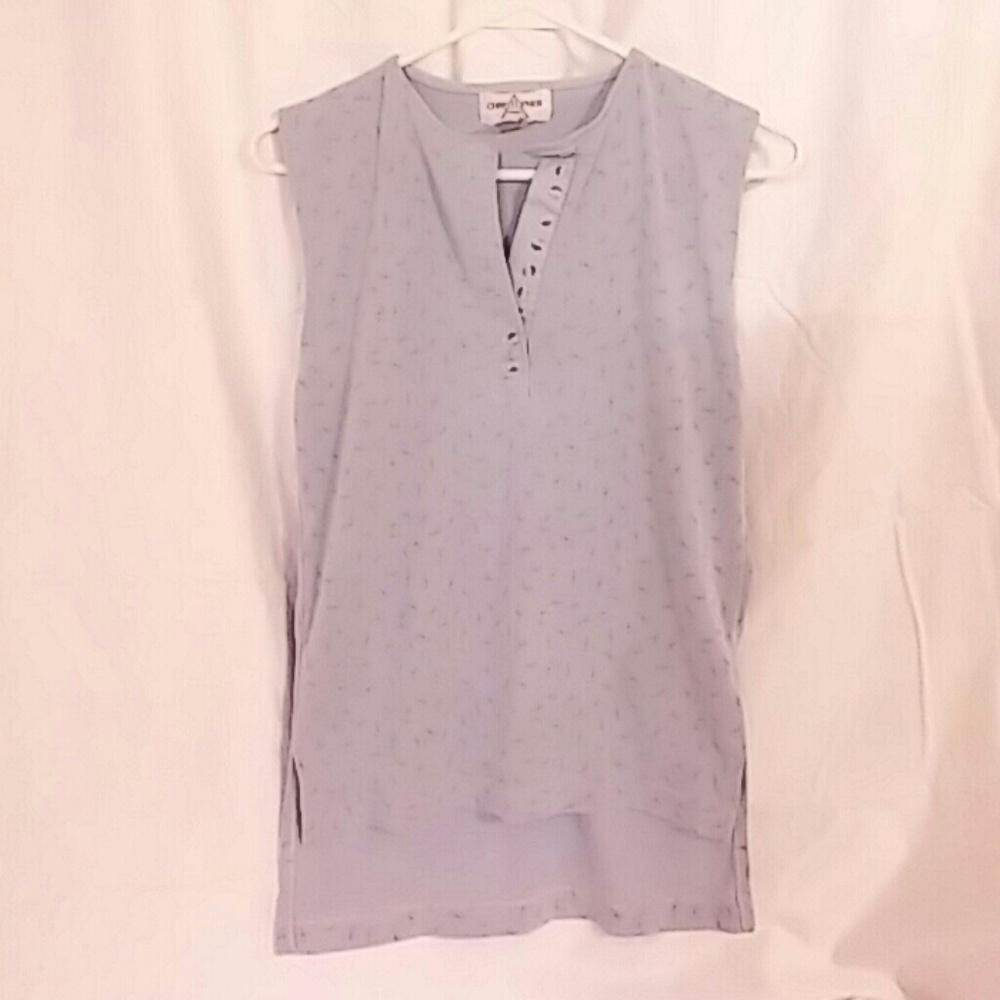 Sleeveless pale blue floral tank top