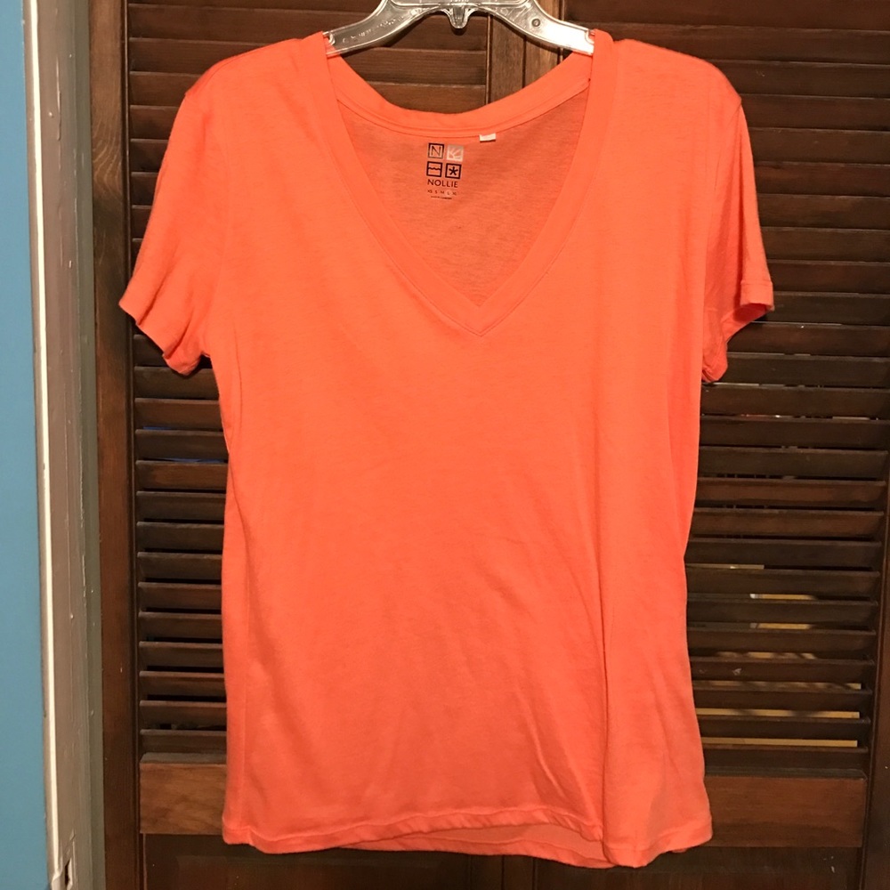 Orange V-Neck Blouse