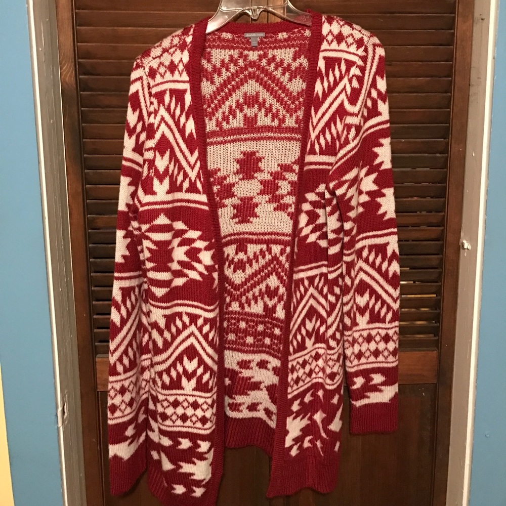 Red & White Aztec Sweater