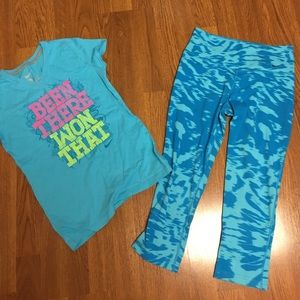 Blue Nike Leggings/Blue Nike T-Shirt