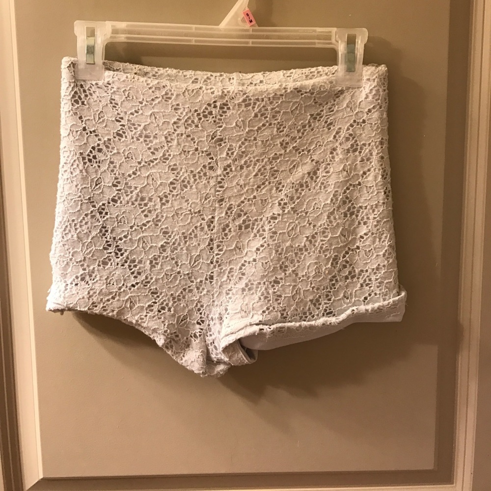 White lace shorts