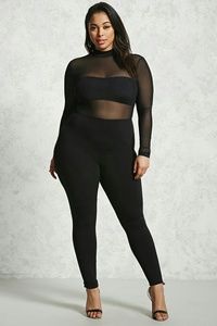Forever 21 Plus Mesh Knit Jumpsuit