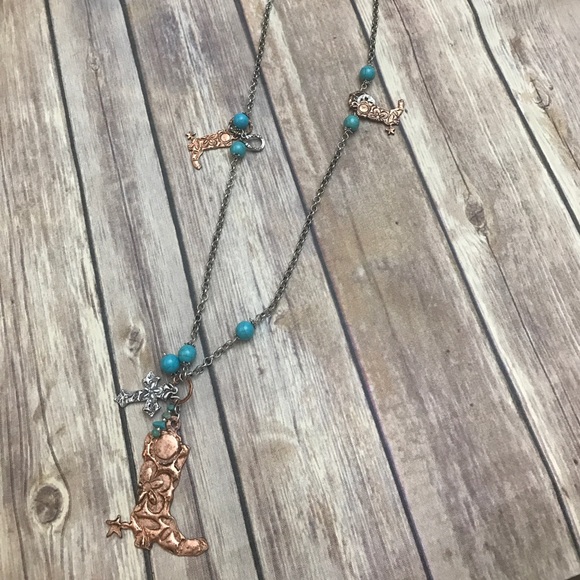 LAST ONE! Cowgirl Boot Cluster Pendant Necklace 😍 - Picture 2 of 6