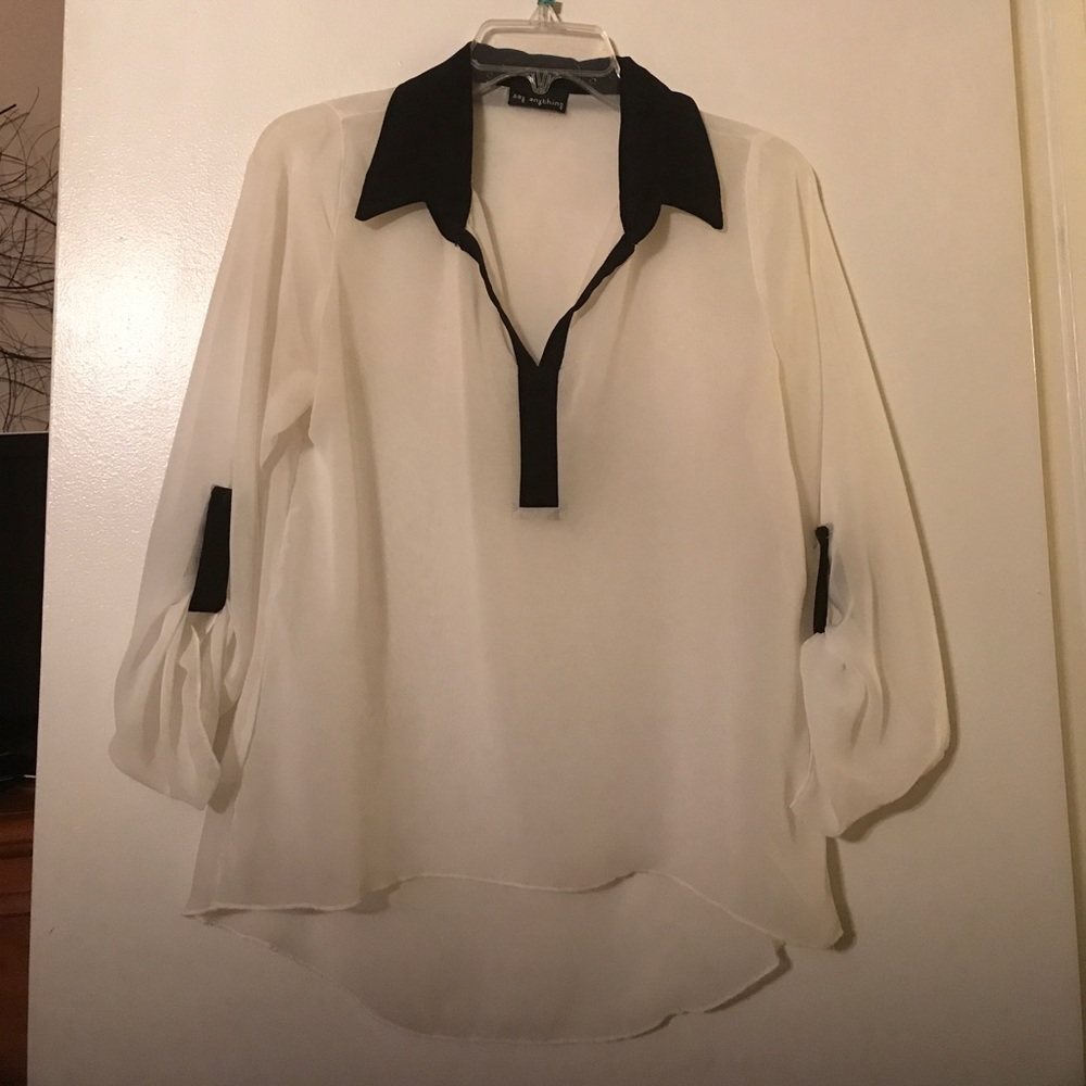 Sheer 3/4 sleeve blouse