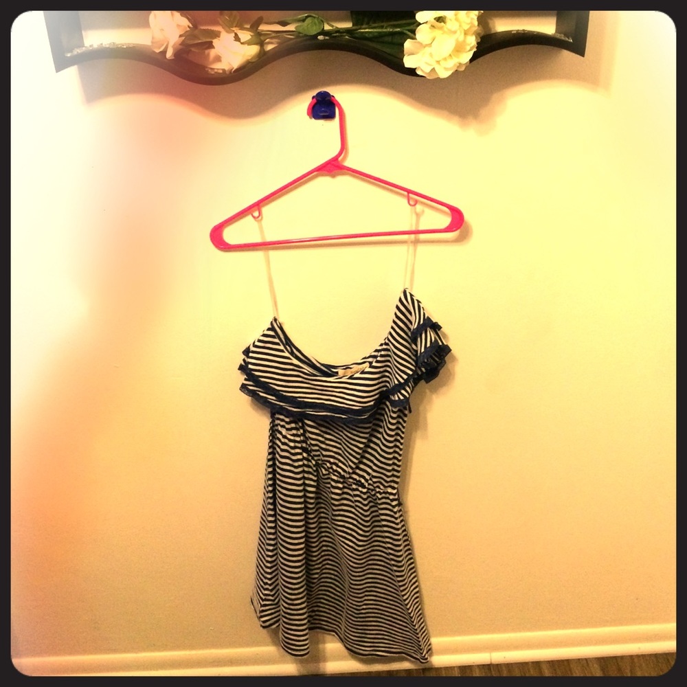 Off the shoulder Blue/White Stripe summer dress
