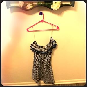 Off the shoulder Blue/White Stripe summer dress