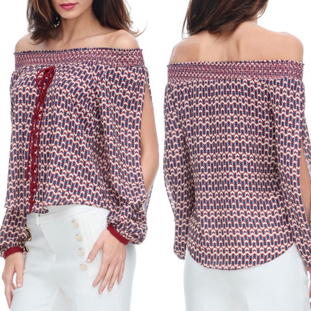 BOHO Peasant Chiffon Top L with Split Sleeve NWT