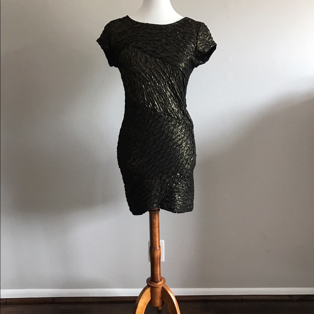 Arden B black and gold stretch dress, Size M