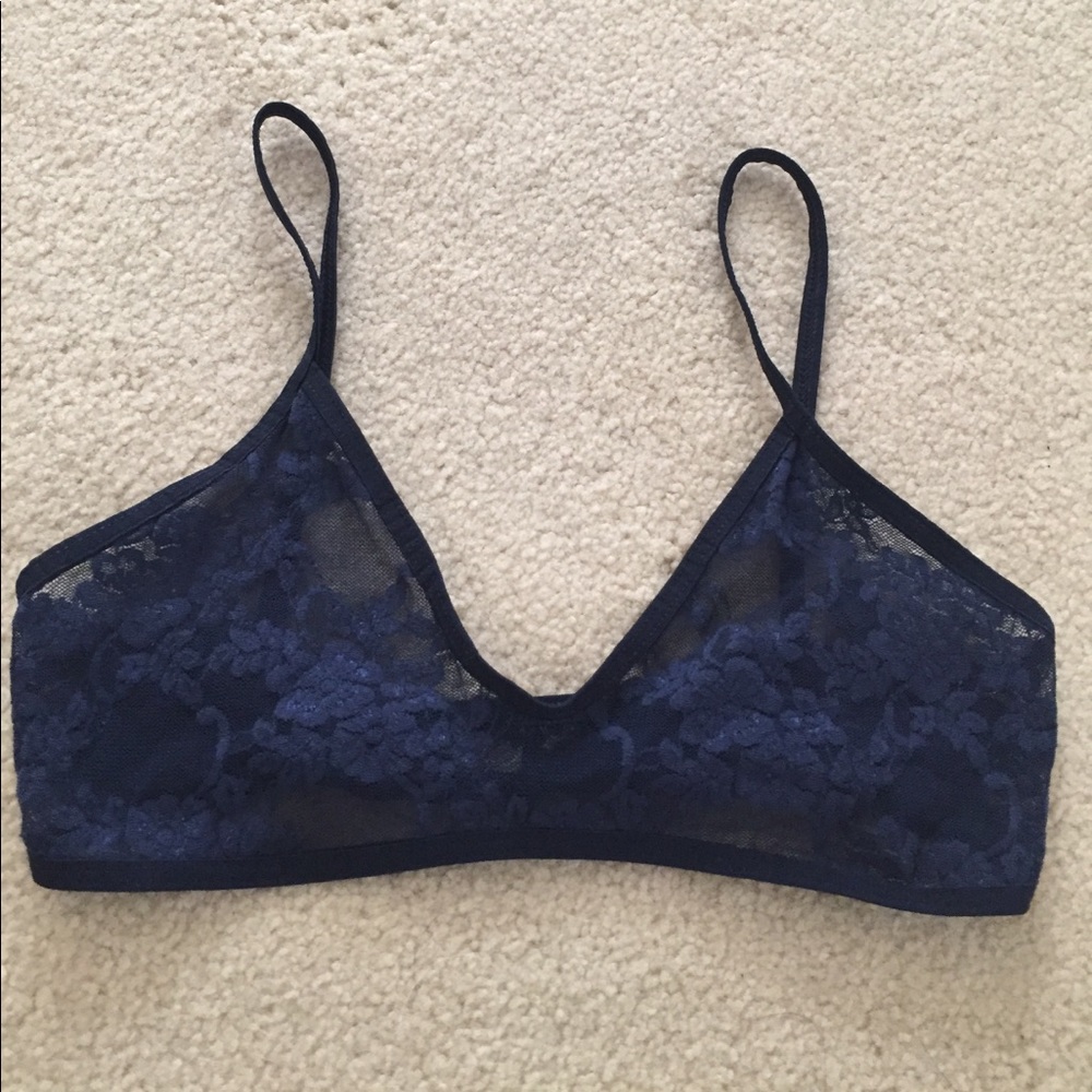 American apparel navy blue lace bralette