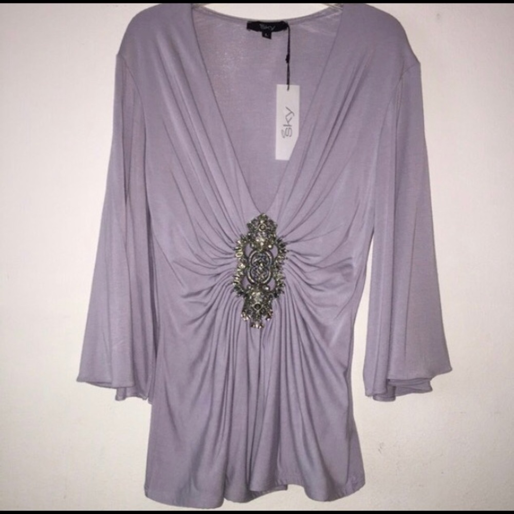 Sky size large grey top
