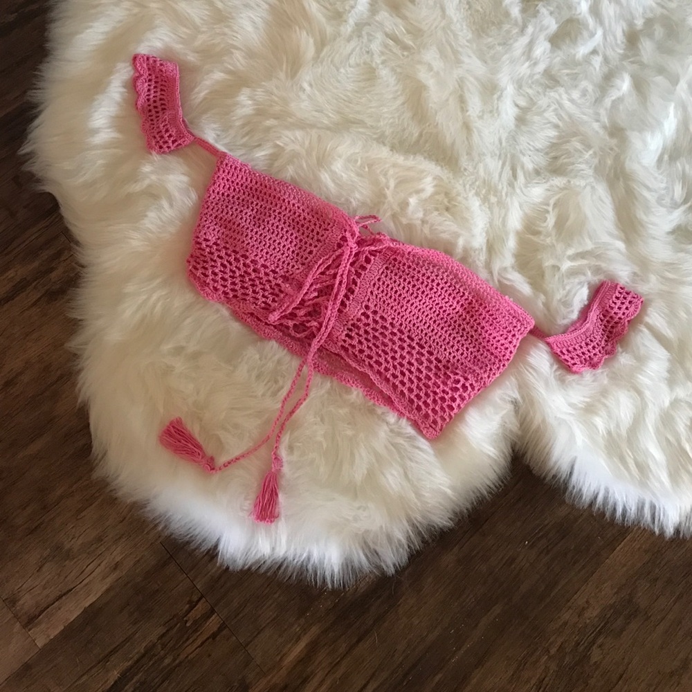 Last one NWOT crochet top, bikini top! pink only - Picture 2 of 6