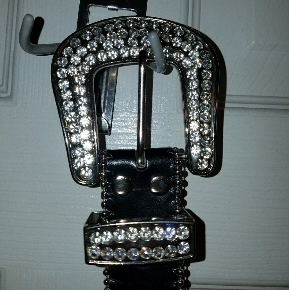 🕇Leather Bling Belt with Crosses