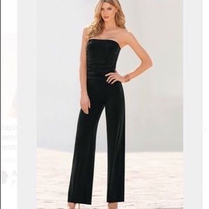 Boston Proper black strapless wide leg suit 8 NWT