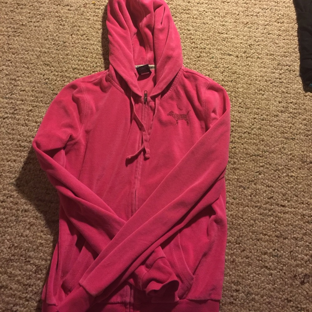 VS Pink velour zip up