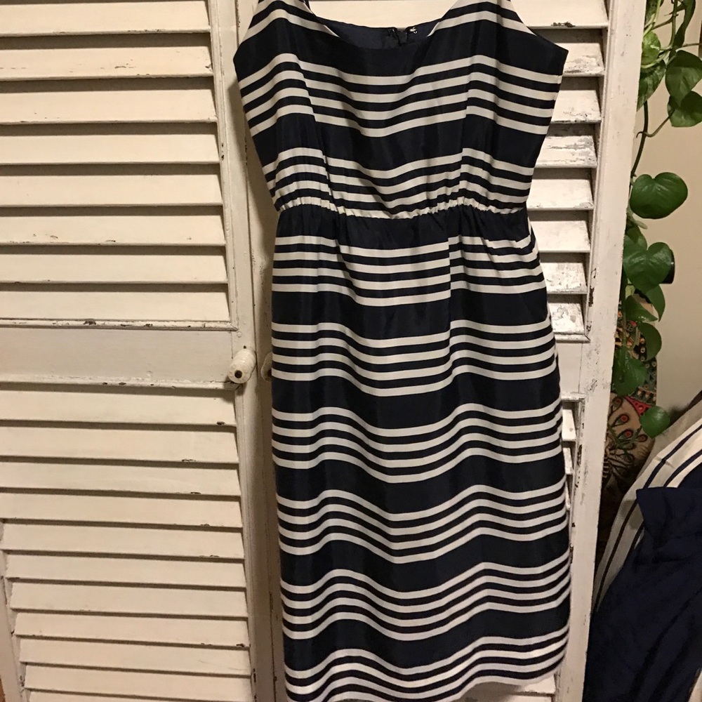 Strappy navy and white stripes dress