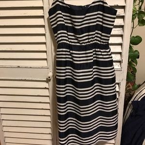 Strappy navy and white stripes dress