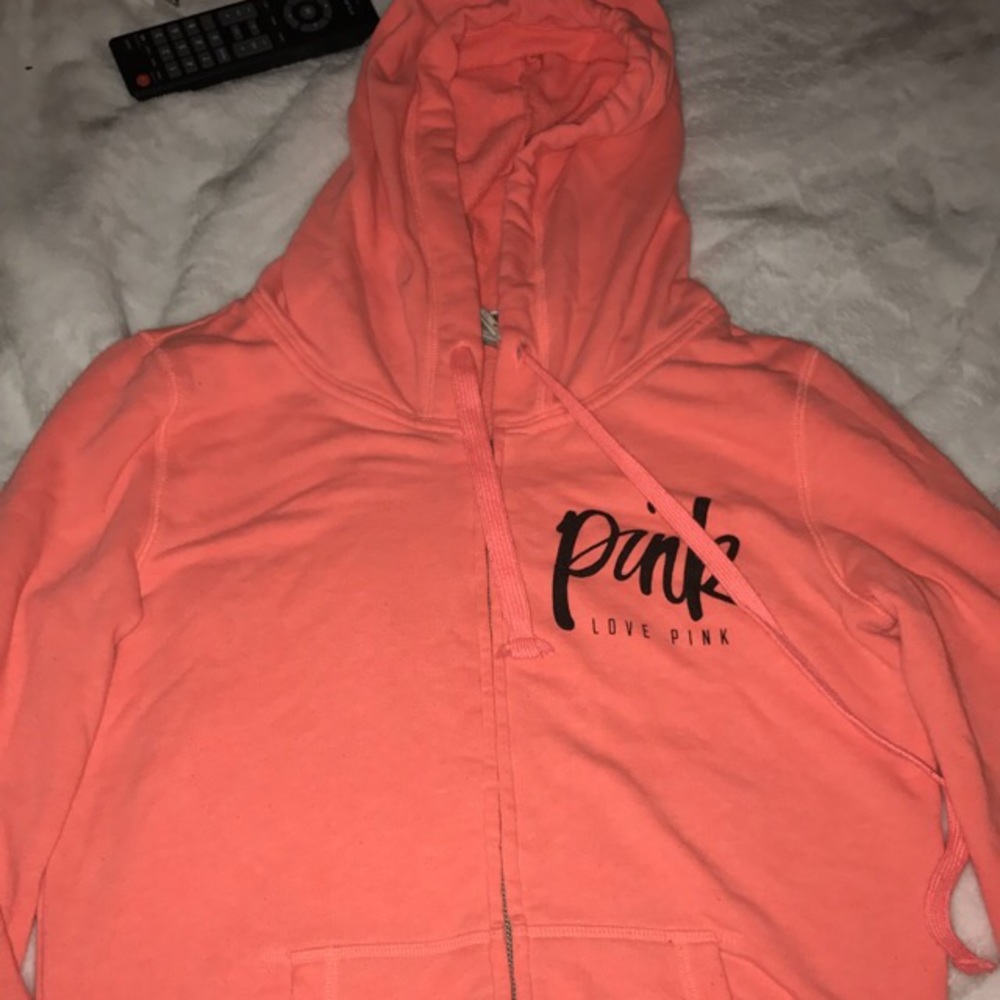 Peach zip up PINK hoodie