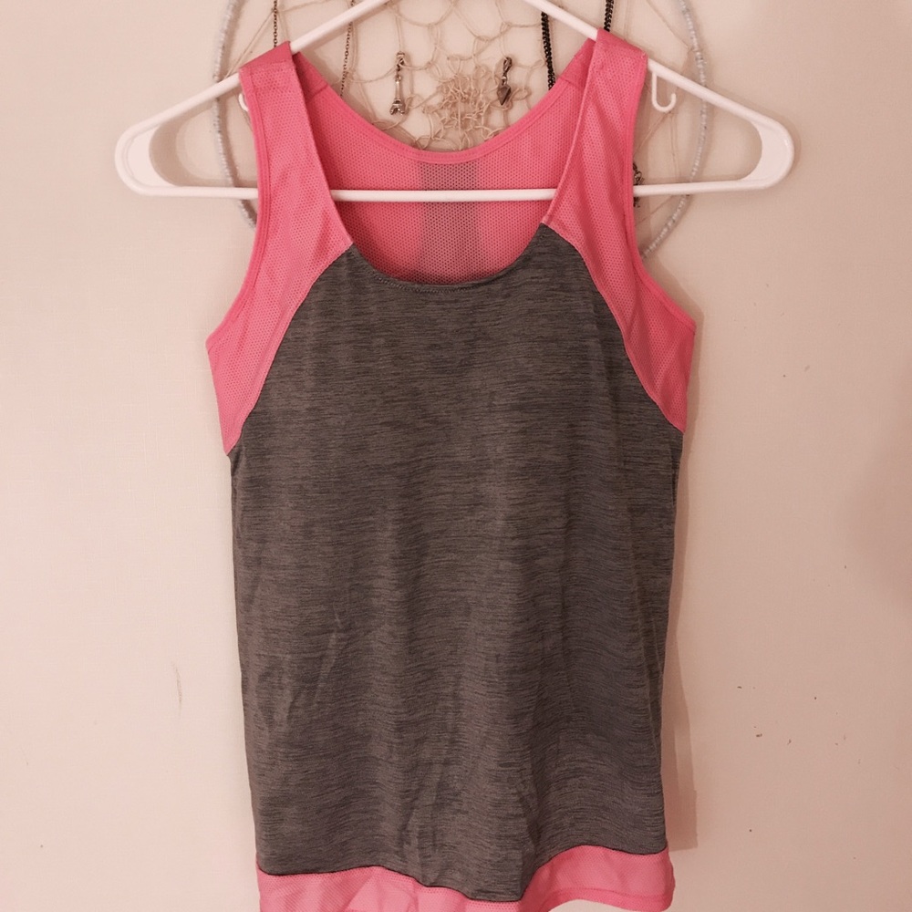 Gray and pink sports tank