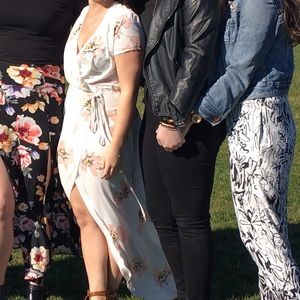 White floral wrap dress