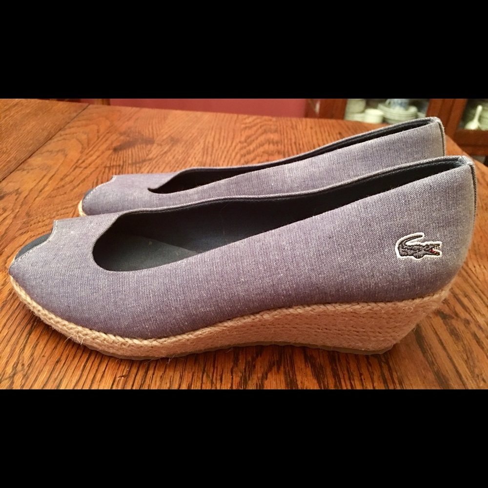 NEW Lacoste peep toe wedge, size 7.5