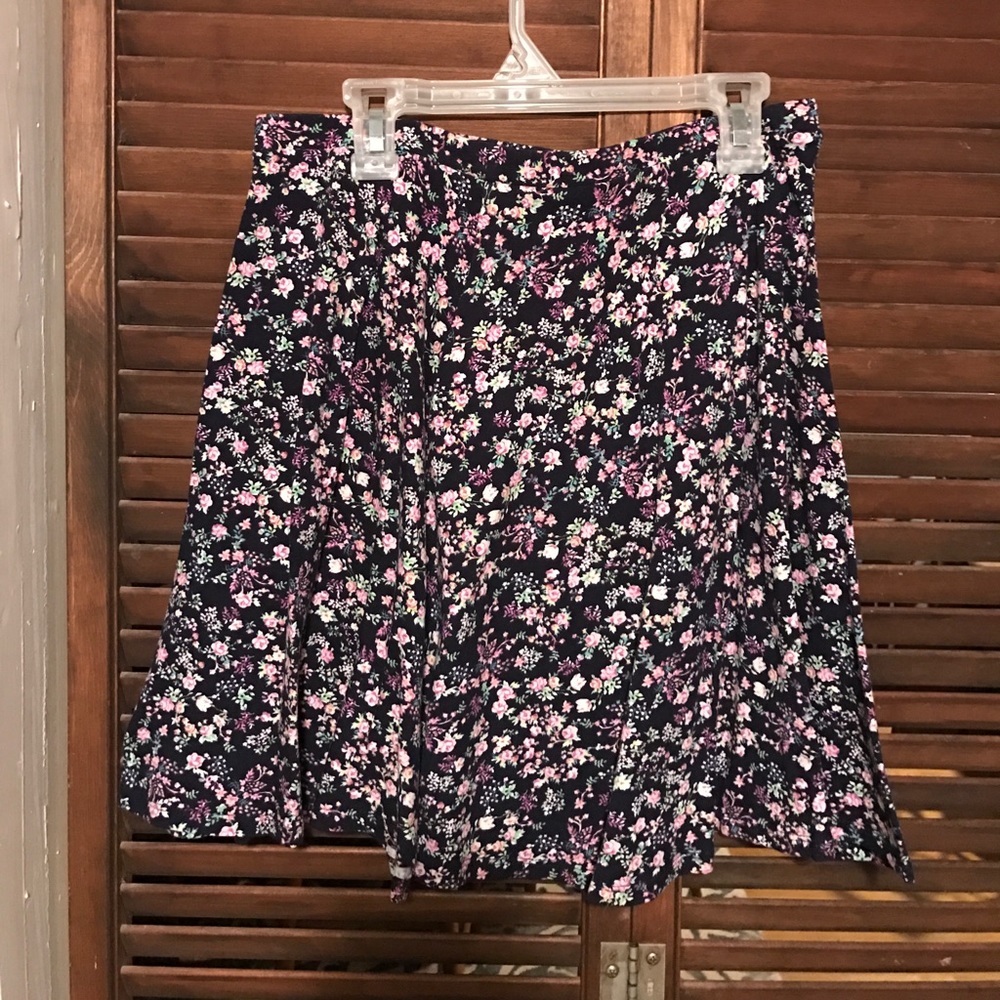 Navy Blue Floral Skirt