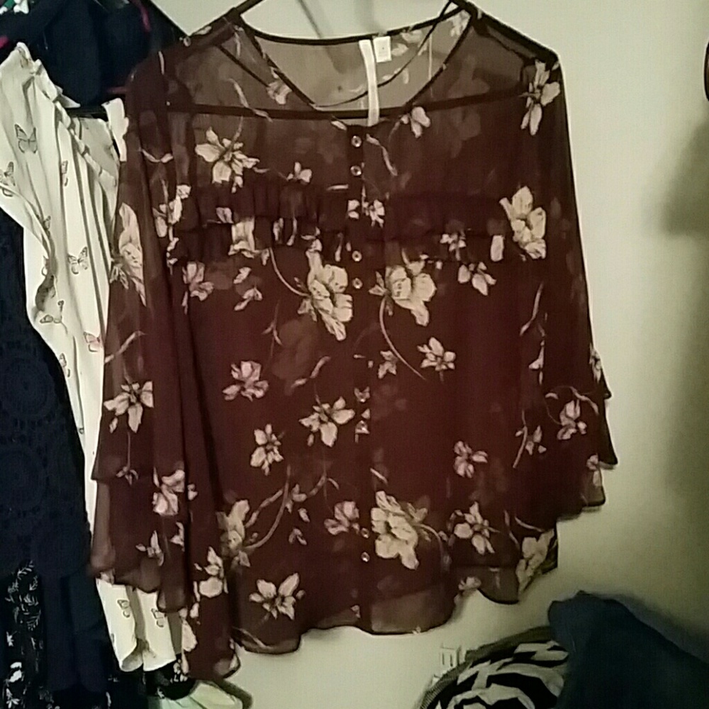 Sheer maroon blouse