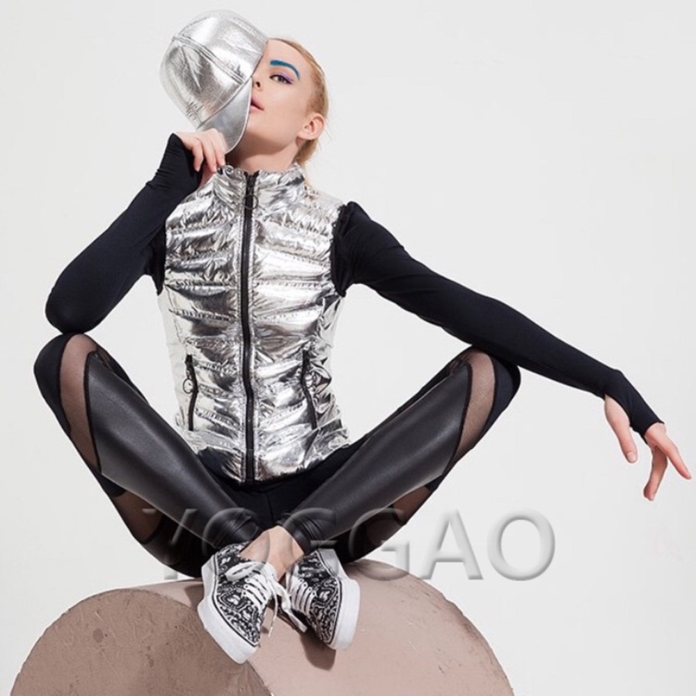 YOGGAO  Mesh  with Leather Black Leggings🧘‍♀️👙💕 - Picture 5 of 8