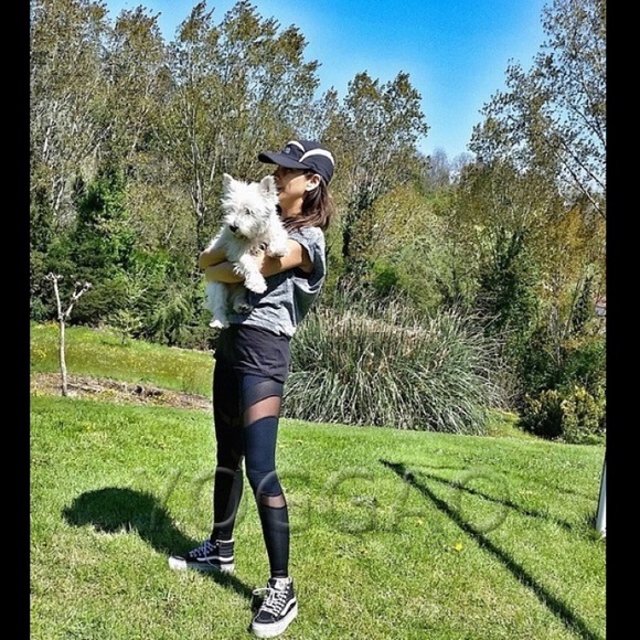 YOGGAO  Mesh  with Leather Black Leggings🧘‍♀️👙💕 - Picture 6 of 8