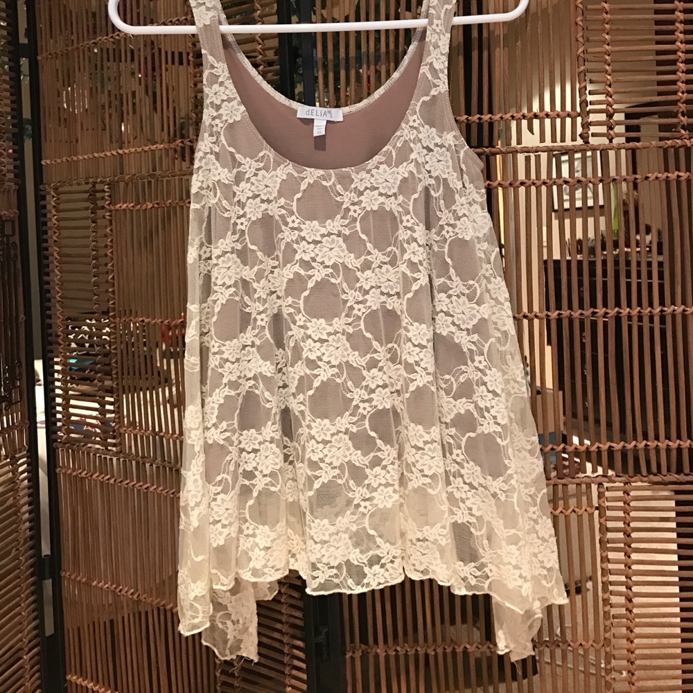 Ivory Lace Crop Tank