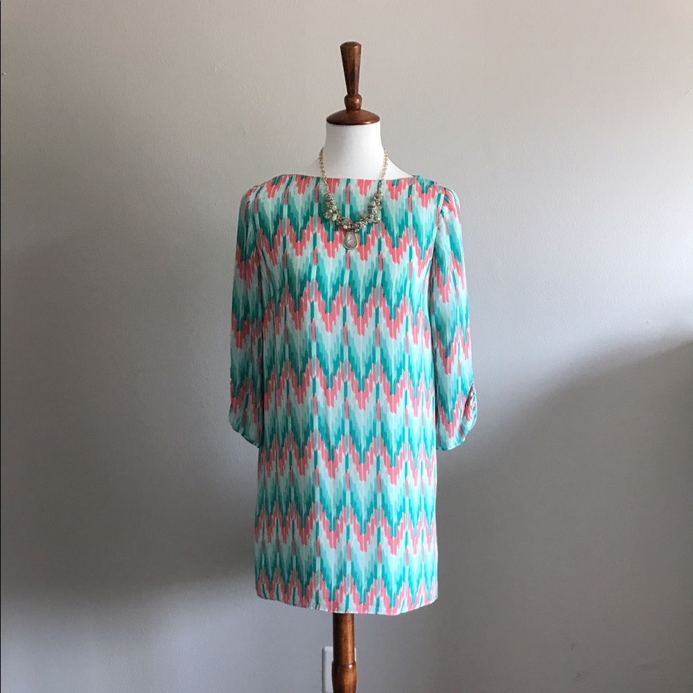 Shoshanna pastel chevron silk dress, Size 4