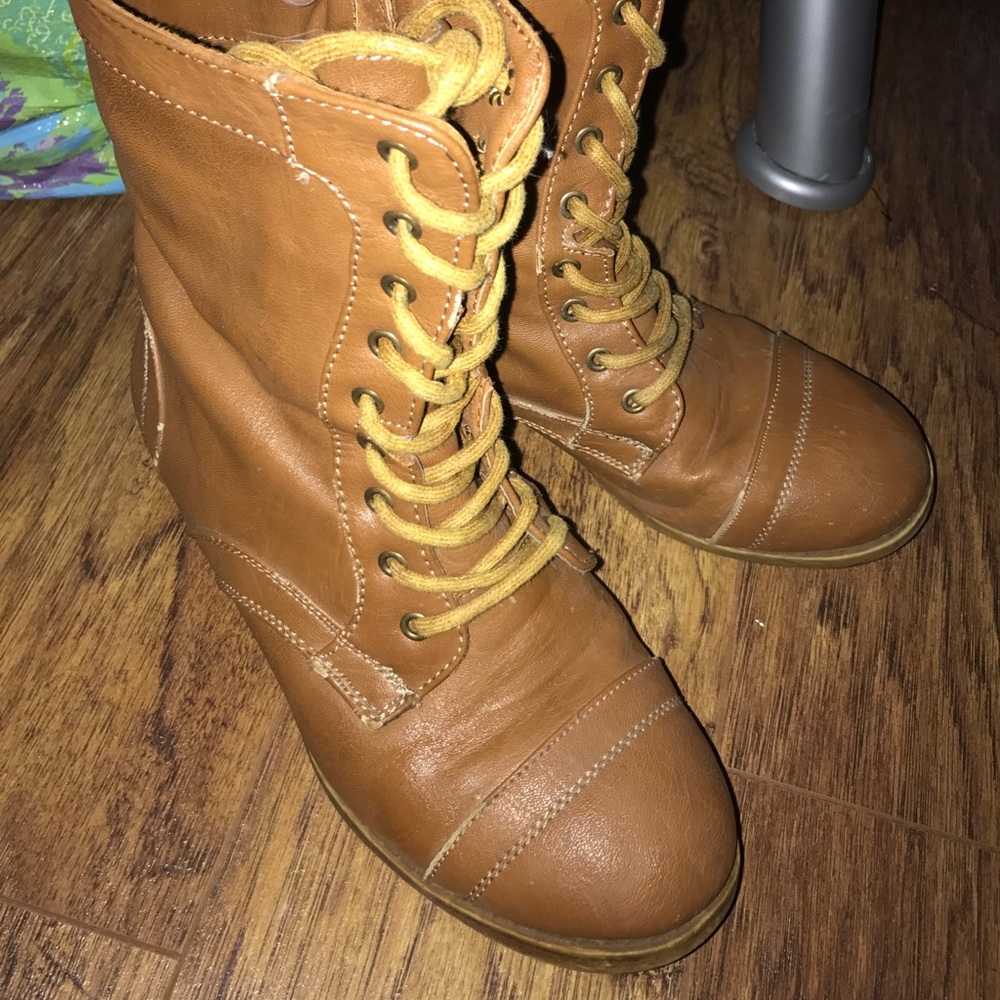 Brown combat boots