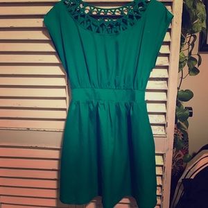Green short summer dress
