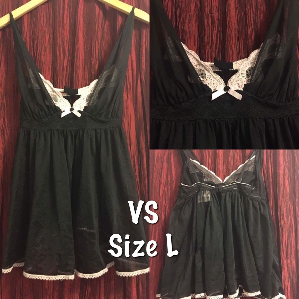 Victorias Secret black and pink babydoll lingerie