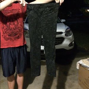 Black rose design jeans