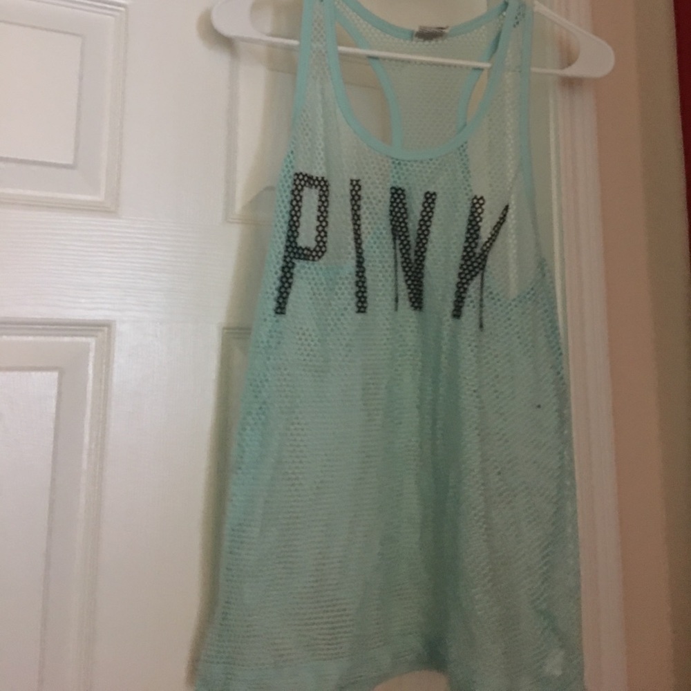 Pink mesh tank