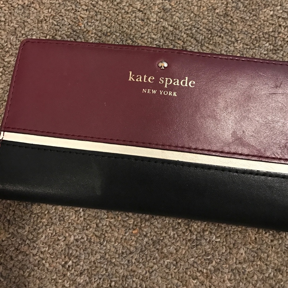 Kate Spade leather wallet - maroon/cream/black