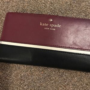 Kate Spade leather wallet - maroon/cream/black