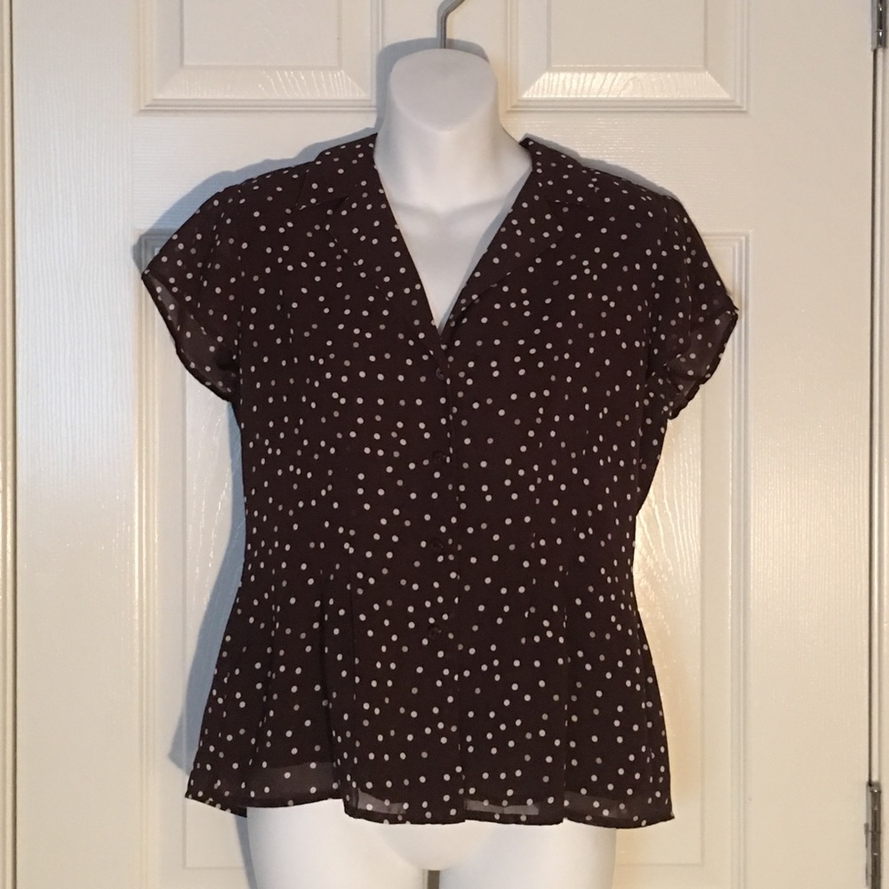 Brown polka dot blouse