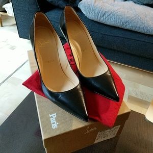 Black leather DECOLLETE Loubies 100mm sz 37.5