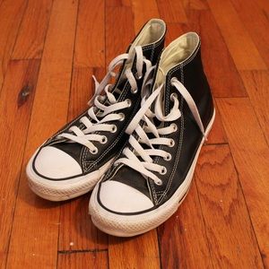 Black Leather High Top Converse