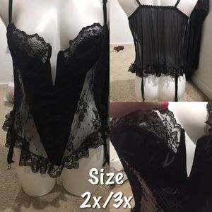 Vintage babydoll with boning black plus lingerie