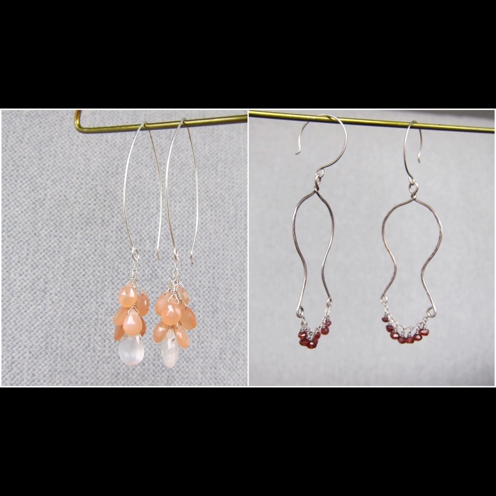 Set of 2 handmade gemstone earrings
