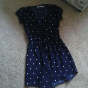Navy blue polka dot shirtdress