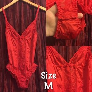 Vintage red lace bodysuit