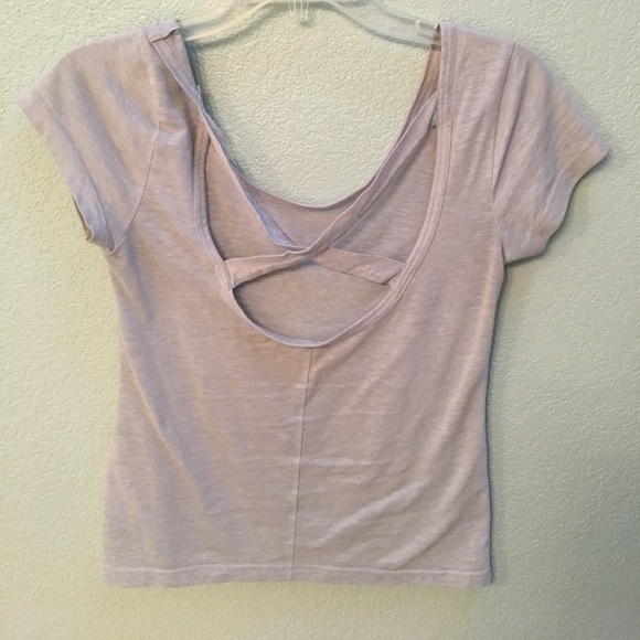 Light grey/blue crop top with criss cross back - Picture 2 of 4