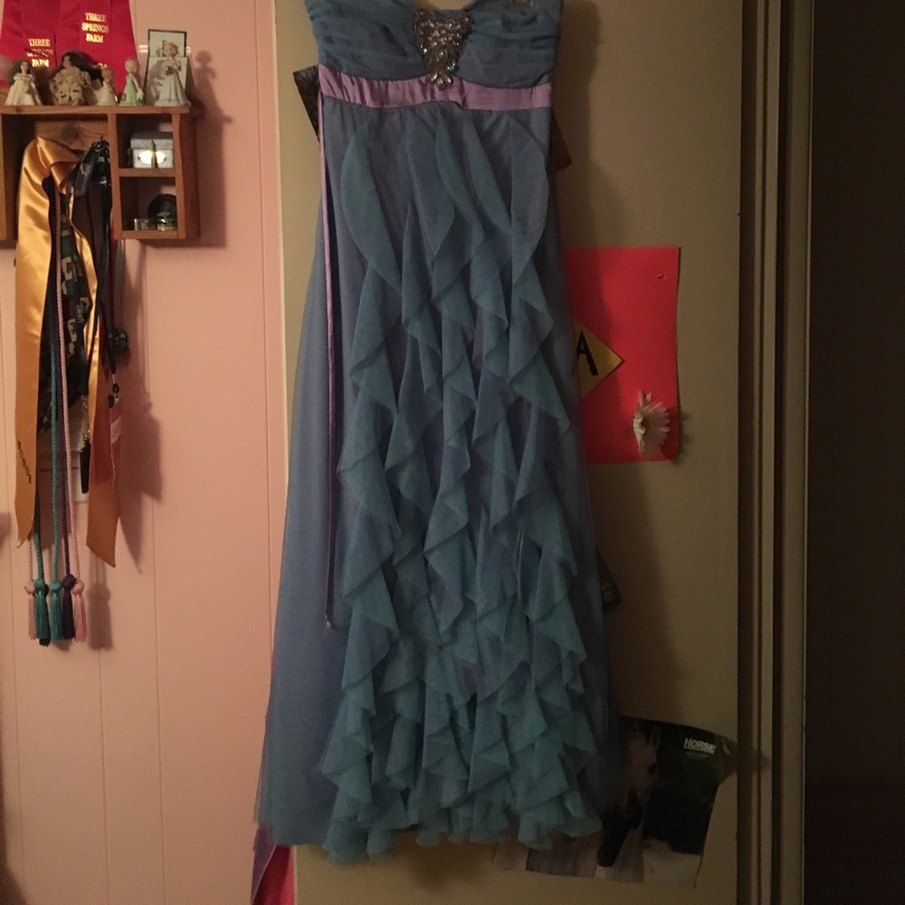 Blue/Purple Strapless Prom Dress